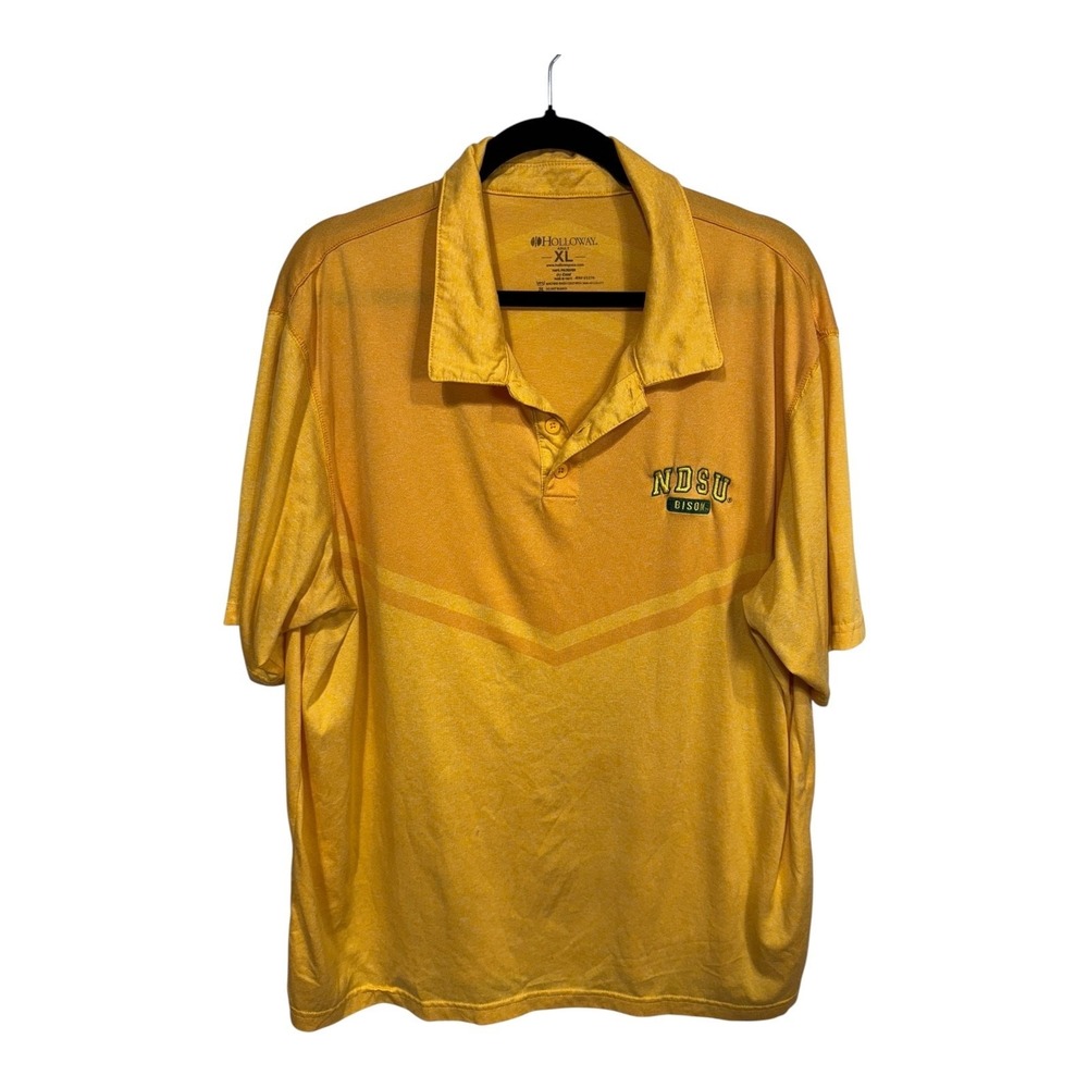 NDSU Bison Holloway‎ Gold Polo Shirt Moisture Wicking Athletic Golf Top Men's XL